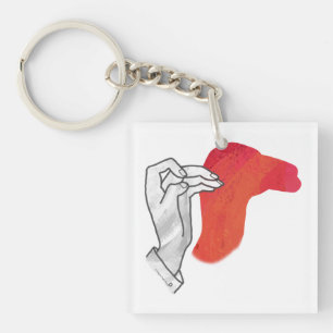 Hand Silhouette Camel Red Keychain