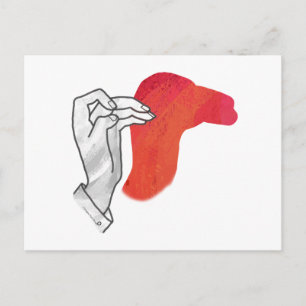 Hand Silhouette Camel Red Postcard