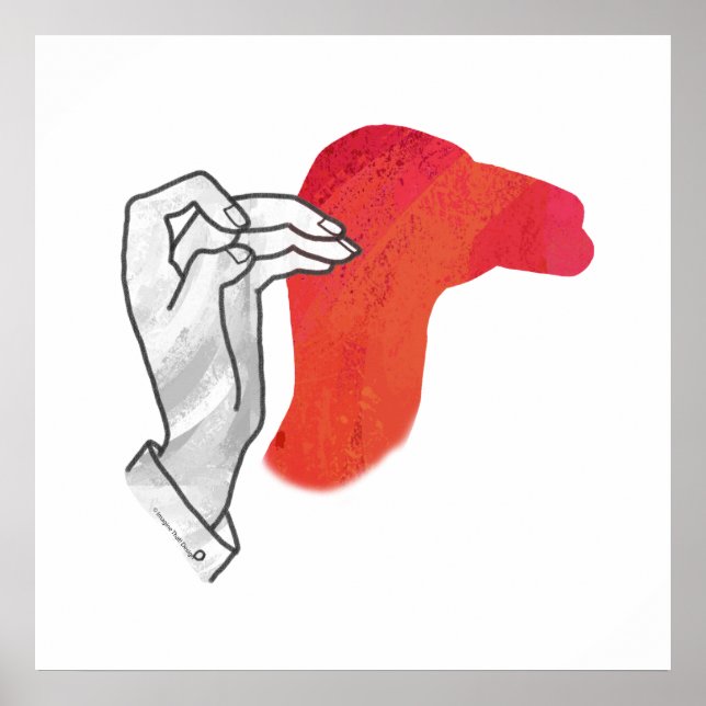 Hand Silhouette Camel Red Poster (Front)
