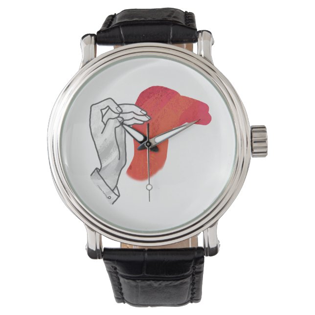 Hand Silhouette Camel Red Watch (Front)