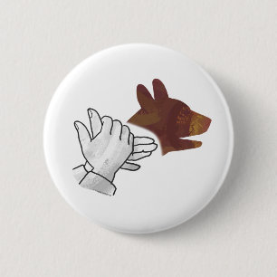 Hand Silhouette Dog Brown 2 Inch Round Button