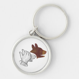 Hand Silhouette Dog Brown Keychain