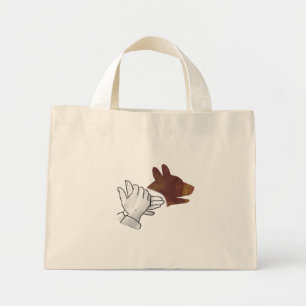 Hand Silhouette Dog Brown Mini Tote Bag