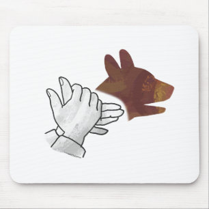Hand Silhouette Dog Brown Mouse Pad