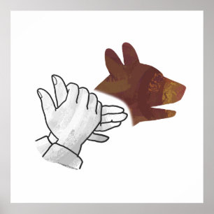 Hand Silhouette Dog Brown Poster