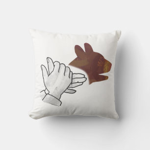 Hand Silhouette Dog Brown Throw Pillow