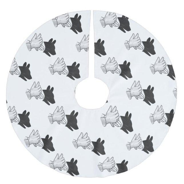 Hand Silhouette Dog Brushed Polyester Tree Skirt (Front)