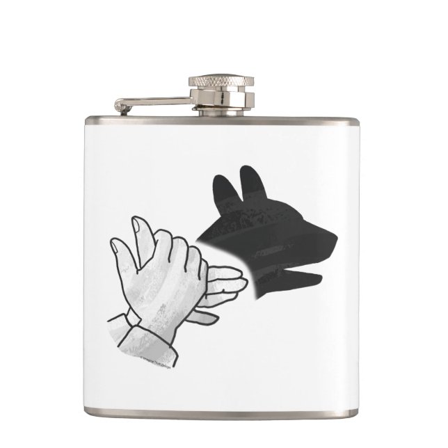 Hand Silhouette Dog Hip Flask (Front)