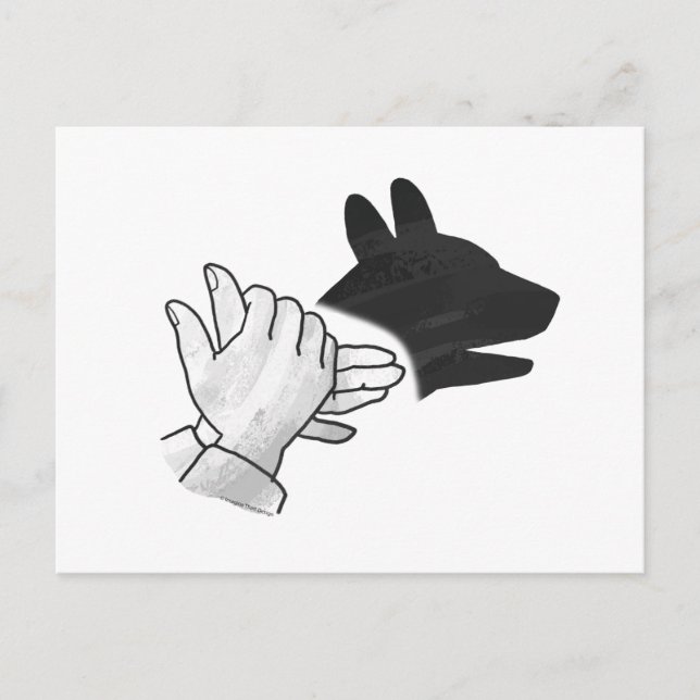 Hand Silhouette Dog Postcard (Front)