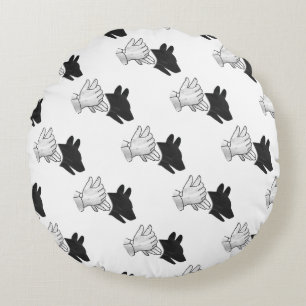 Hand Silhouette Dog Round Pillow