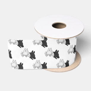 Hand Silhouette Dog Satin Ribbon