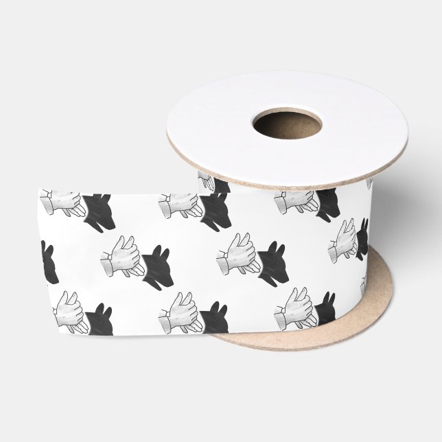 Hand Silhouette Dog Satin Ribbon (Spool)