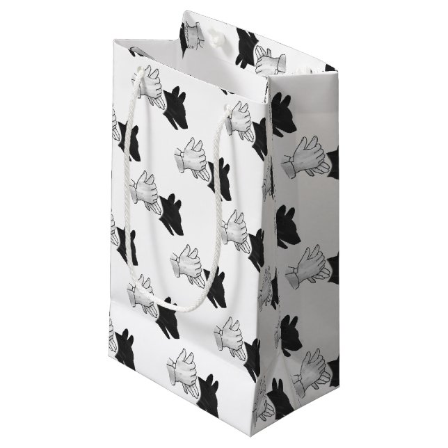 Hand Silhouette Dog Small Gift Bag (Front Angled)