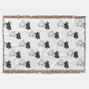 Hand Silhouette Dog Throw Blanket
