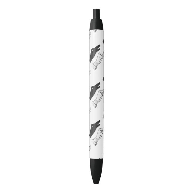 Hand Silhouette Duck Black Ink Pen (Front Vertical)