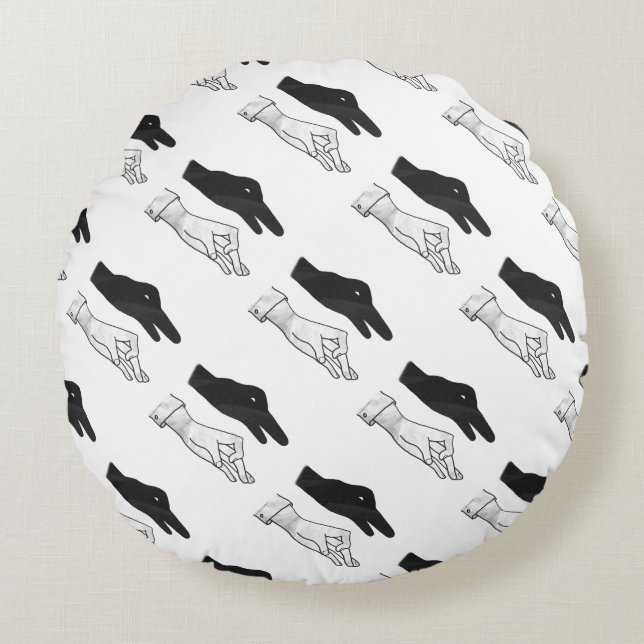 Hand Silhouette Duck Round Pillow (Front)