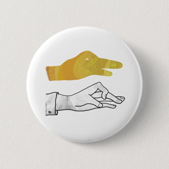 Hand Silhouette Duck Yellow 2 Inch Round Button (Front)