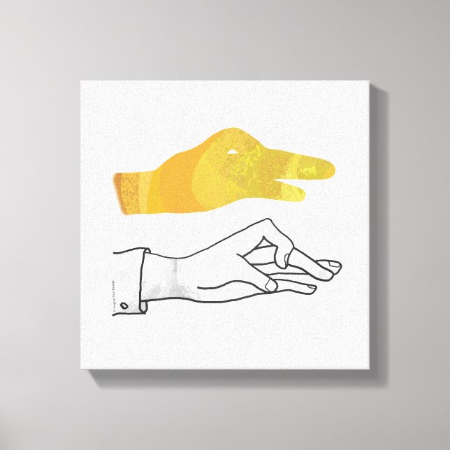 Hand Silhouette Duck Yellow Canvas Print (Front)