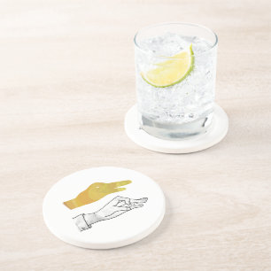 Hand Silhouette Duck Yellow Coaster