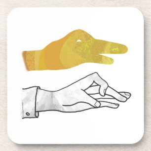 Hand Silhouette Duck Yellow Coaster