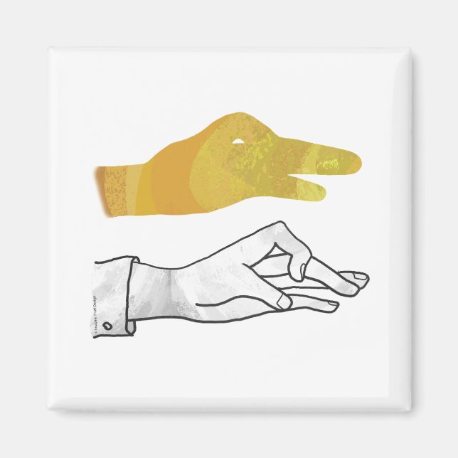 Hand Silhouette Duck Yellow Magnet (Front)