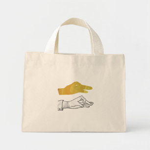 Hand Silhouette Duck Yellow Mini Tote Bag