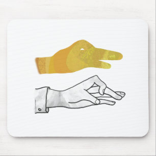 Hand Silhouette Duck Yellow Mouse Pad