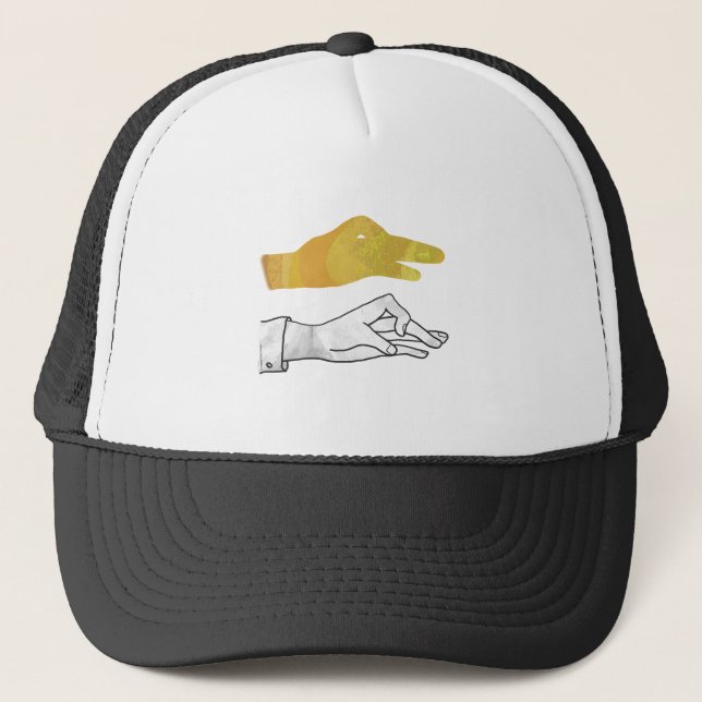 Hand Silhouette Duck Yellow Trucker Hat (Front)