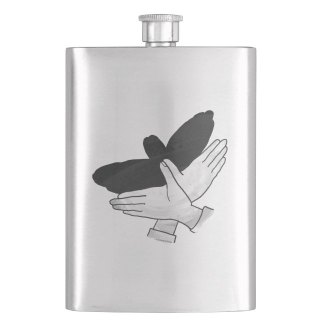 Hand Silhouette Eagle Hip Flask (Front)