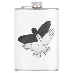 Hand Silhouette Eagle Hip Flask