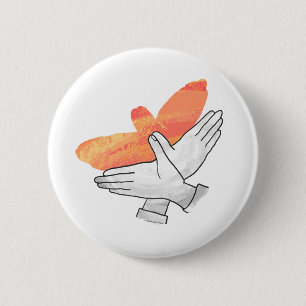 Hand Silhouette Eagle Orange 2 Inch Round Button