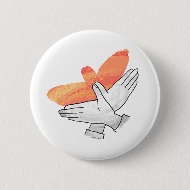 Hand Silhouette Eagle Orange 2 Inch Round Button (Front)