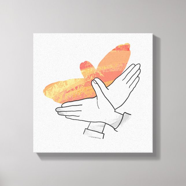 Hand Silhouette Eagle Orange Canvas Print (Front)