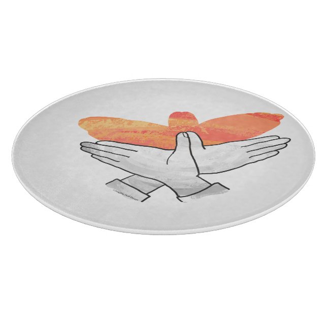 Hand Silhouette Eagle Orange Cutting Board (Corner)
