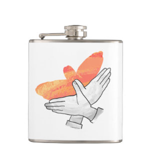 Hand Silhouette Eagle Orange Hip Flask