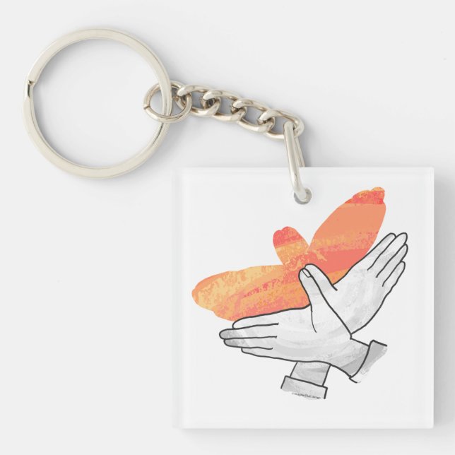 Hand Silhouette Eagle Orange Keychain (Front)