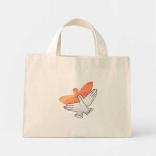 Hand Silhouette Eagle Orange Mini Tote Bag