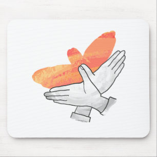 Hand Silhouette Eagle Orange Mouse Pad