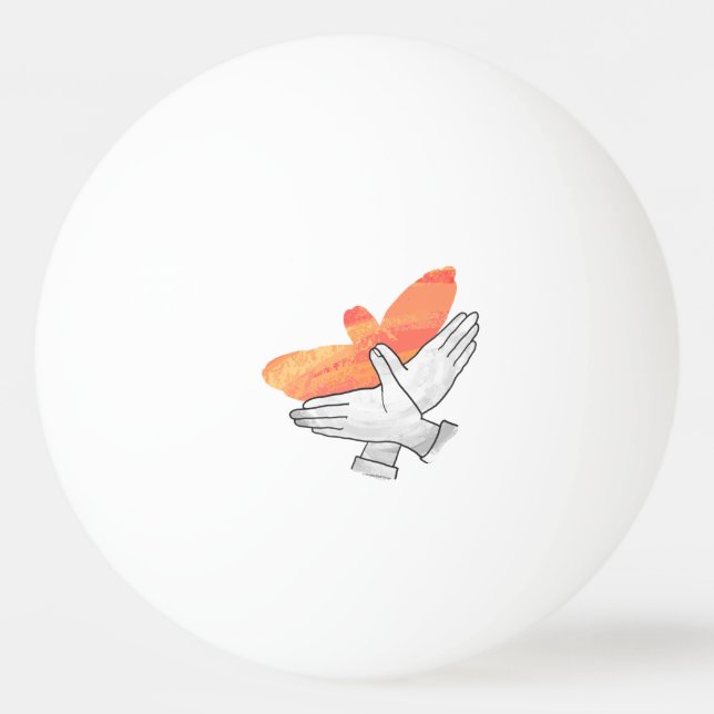 Hand Silhouette Eagle Orange Ping Pong Ball (Back)