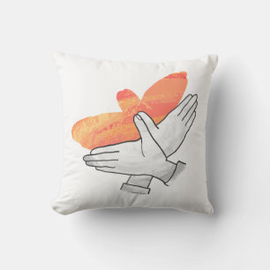 Hand Silhouette Eagle Orange Throw Pillow