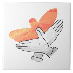 Hand Silhouette Eagle Orange Tile