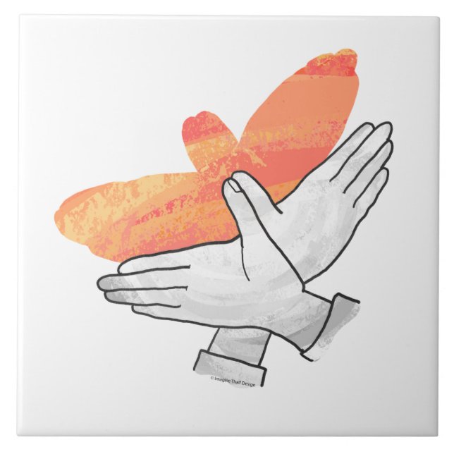 Hand Silhouette Eagle Orange Tile (Front)