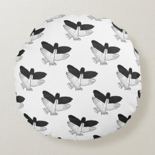 Hand Silhouette Eagle Round Pillow