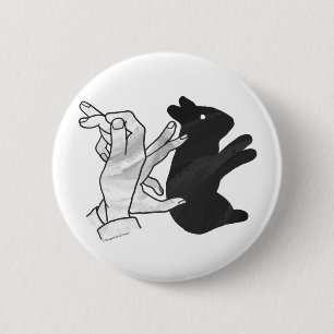 Hand Silhouette Rabbit 2 Inch Round Button