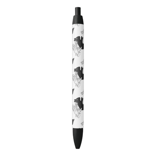 Hand Silhouette Rabbit Black Ink Pen (Front Vertical)
