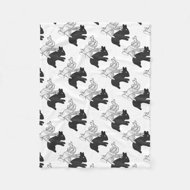 Hand Silhouette Rabbit Fleece Blanket (Front)