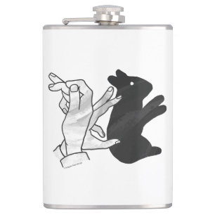 Hand Silhouette Rabbit Hip Flask