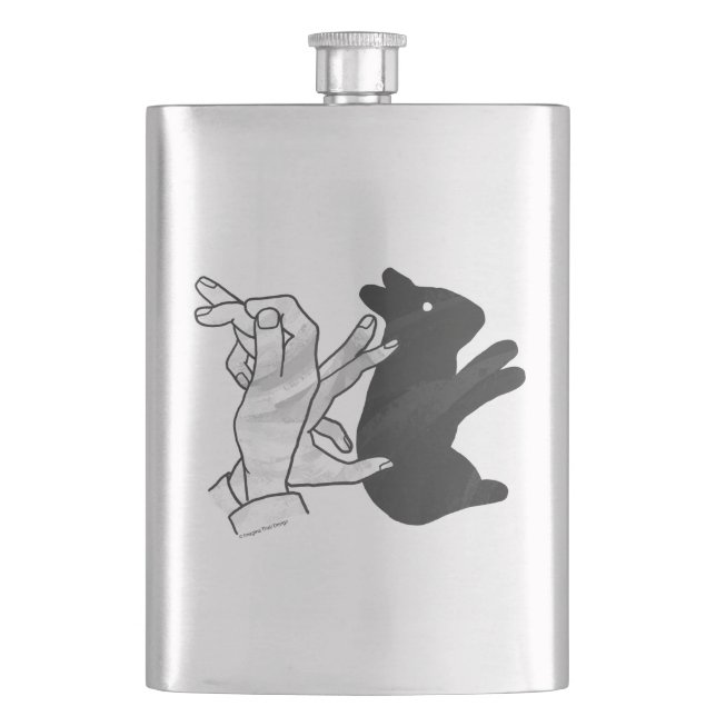 Hand Silhouette Rabbit Hip Flask (Front)