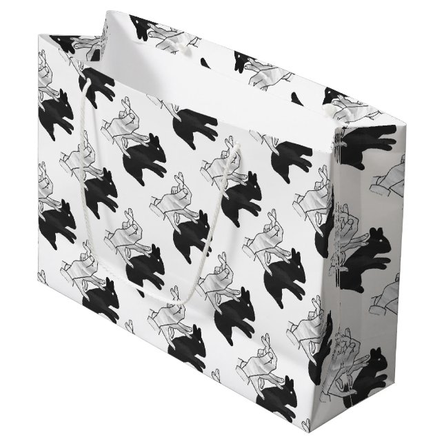 Hand Silhouette Rabbit Large Gift Bag (Front Angled)