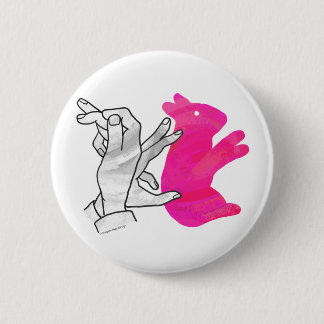 Hand Silhouette Rabbit Pink 2 Inch Round Button